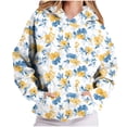 thumbnail image 2 of DDAPJ pyju Floral Print Hoodies for Women Pleated Front Pullover Sweatshirt Fashion Casual Hoodie Hoody Tops with Kangaroo Pocket, 2 of 7