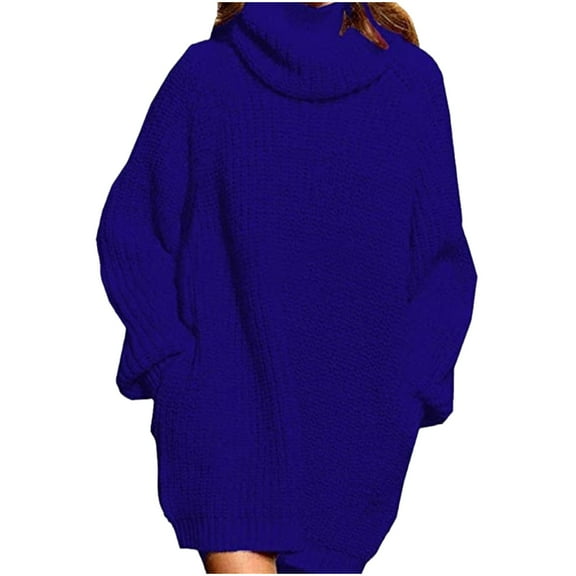 Olyvenn Women Oversized Cable Knit Casual Sweater, Long Sleeve Cowl Neck Loose Warm Pullover Tops Fall Going Out Trendy Clothes Blue S