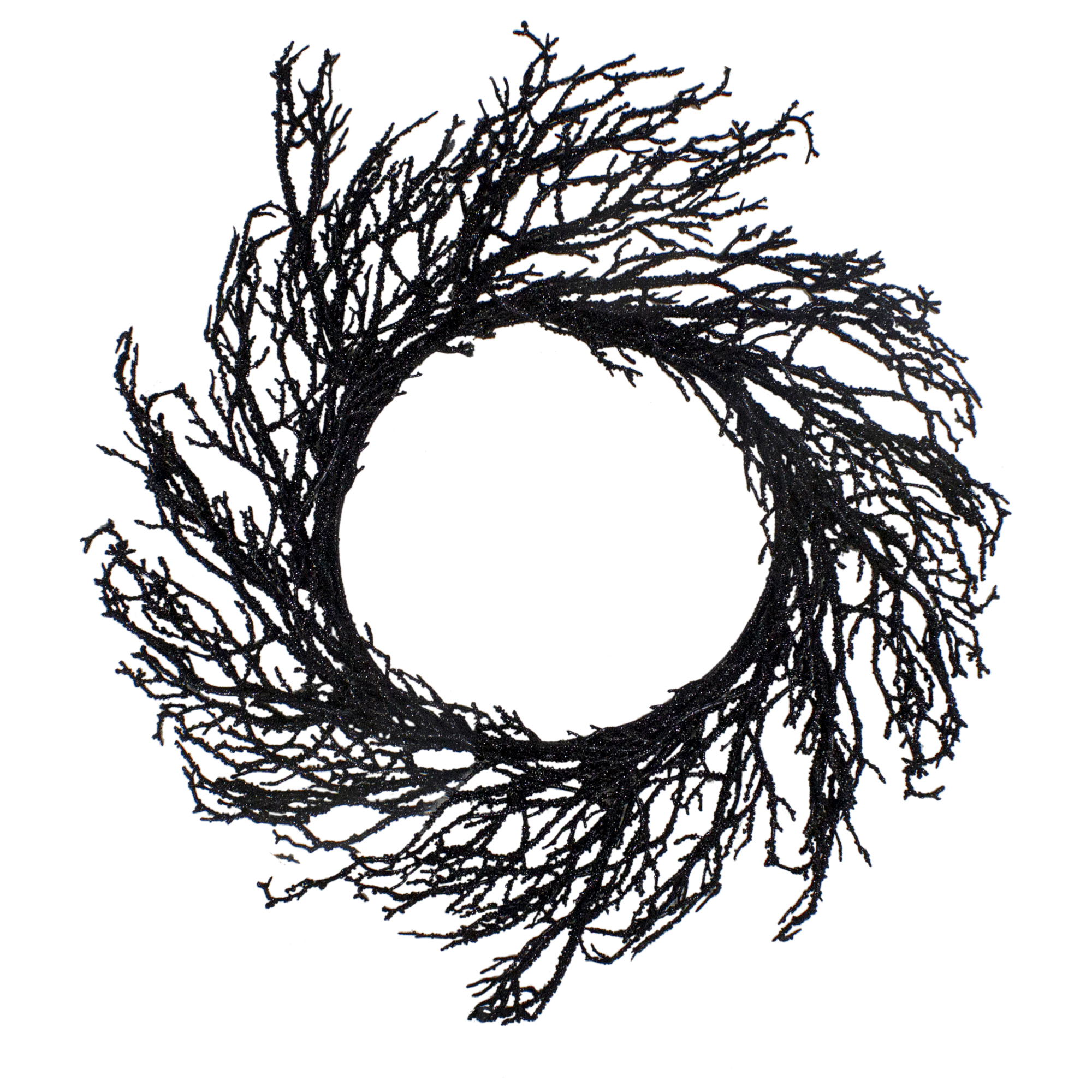 Black Twig Artificial Halloween Wreath 24Inch, Unlit