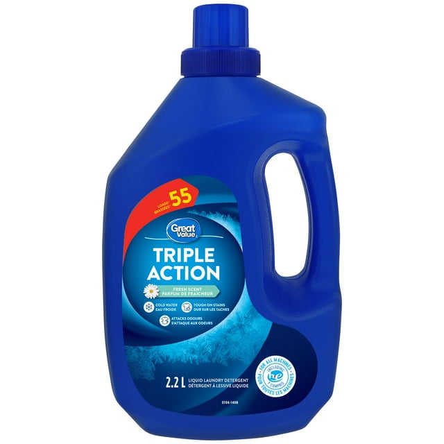 Great Value Détergent à lessive liquide Action Triple parfum de fraîcheur, 55 brassées, 2,2 L