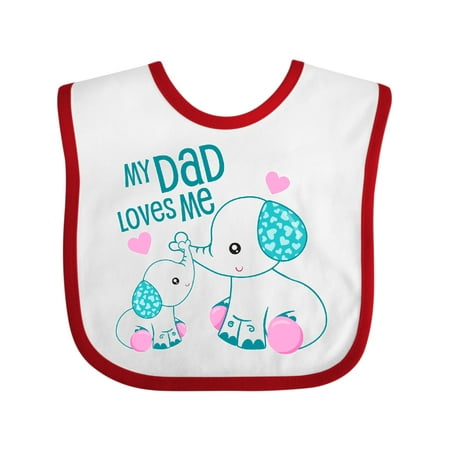 

Inktastic My Dad Loves Me-cute Elephants Gift Baby Boy or Baby Girl Bib
