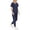01-Navy, variant on Scrubs for Women Set Solid Medical Uniform Stretch V-Neck Scrub Top & Jogger Pant with Pockets Blue M