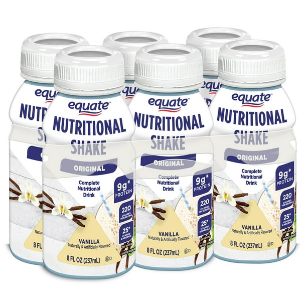 Equate Original Nutritional Shakes, Vanilla, 8 Fl Oz, 6 Ct Walmart