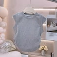 thumbnail image 2 of CYRBOKO Girls T-shirts, Casual Sleeveless Gathering Comfy Summer Tops Gray Size 12-13 T, 2 of 3