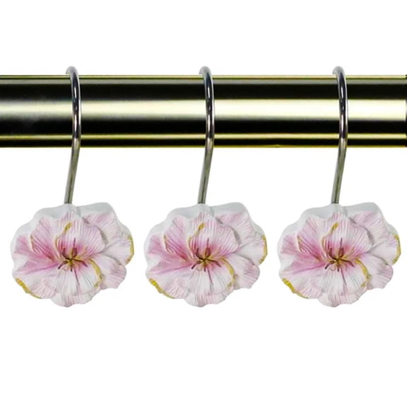 Home Spa Poly Resin Melrose Shower Curtain Hooks, Pink, 12 Pack