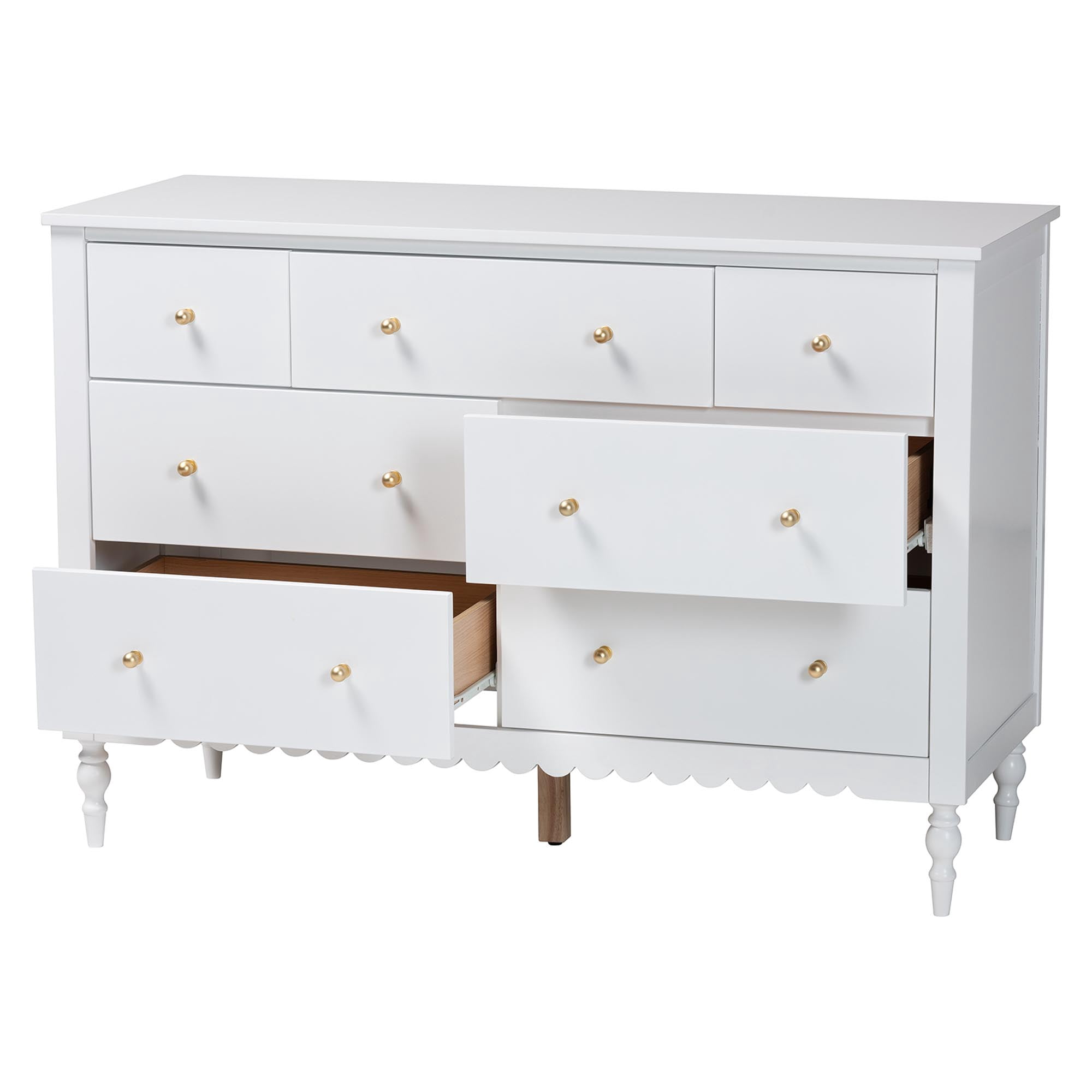 Baxton Studio Roni Modern Dresser, 7-Drawer, White