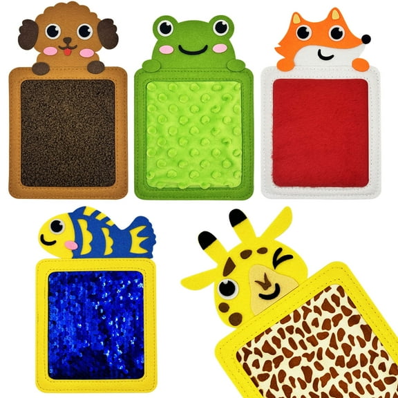 Uooglle 5 Pcs Animal Sensory Mats - Tactile Autism Training Mini Mats with Multiple Textures - Calming Sensory Room Decor for Schools, Therapy