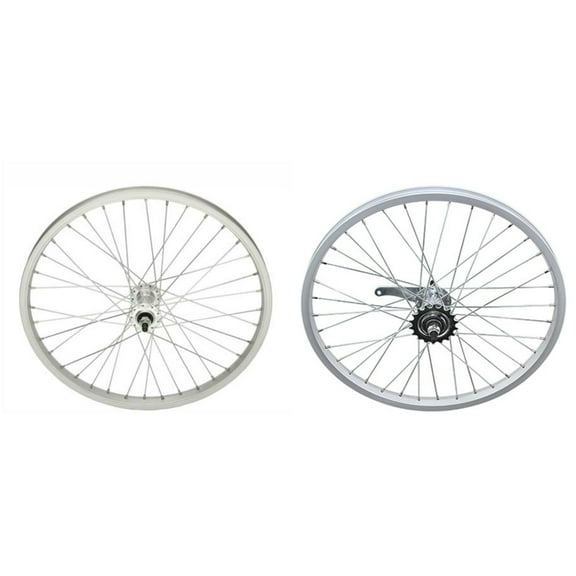 Alloy Silver 20" 36 Spoke Wheel Set. Front and Back Coaster Wheel