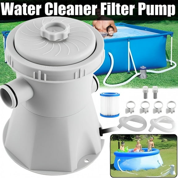 HIBIBUD Pool Filter Pump 330 GPH Paddling Pool Electric Water Pump With 2 Pool Filter Cartridge Pool Pumps Above Ground Small Pool Filter Pump