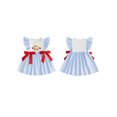 thumbnail image 2 of Cjfdfy Toddler Baby Girl Back to School Dress Kindergarten Outfits Baby Girls First Day of School Outfit 2 3 4 5 6 7 Years Apple School Bus Embroidered Bows Flying Sleeve Plaid Summer Fall Dress, 2 of 9