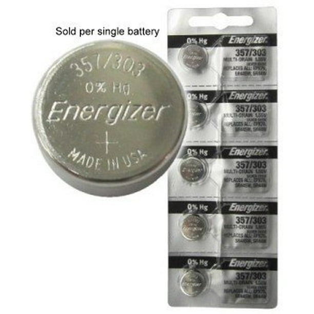 Energizer 357/303 (SR44W, SR44SW, EPX76) Silver Oxide Multi Drain Watch  Battery. On Tear Strip (Pack of 5) - Walmart.com