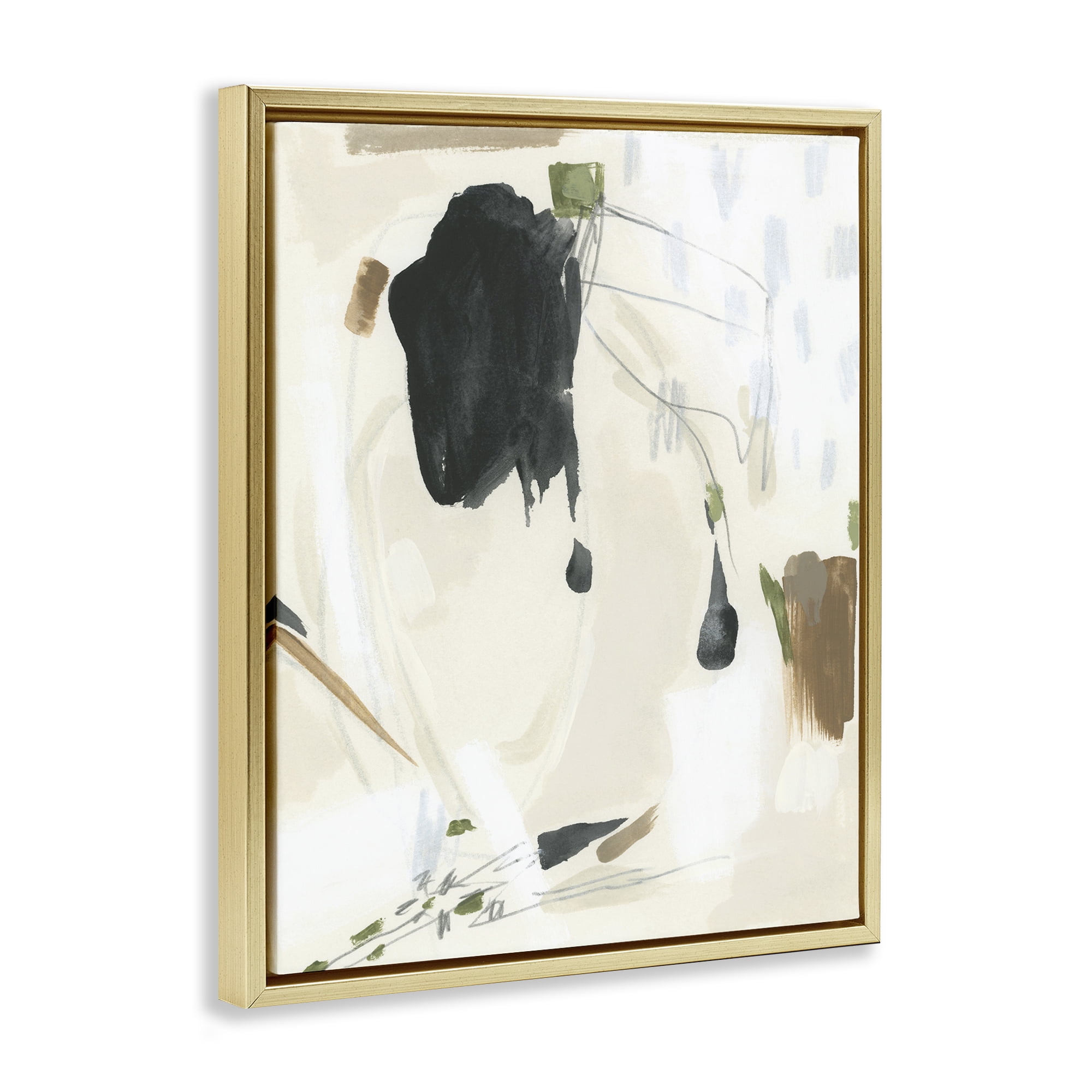 Stupell Industries Subtle Abstract Painting Abstract Painting Gold Floater Framed Canvas Art Print Wall Art, 25 x 31