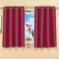 thumbnail image 2 of Collections Etc Short Blackout Window Curtain Panel, Energy-Efficient, Noise-Reducing and Light-Blocking Triple-Layer Technology, Grommet Top, Burgundy, 56" X 54", 2 of 3