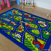 AllStar Rugs Kids / Baby Room Area Rug. Street Map with Blue Vibrant Colors (3' 3" x 4' 10")