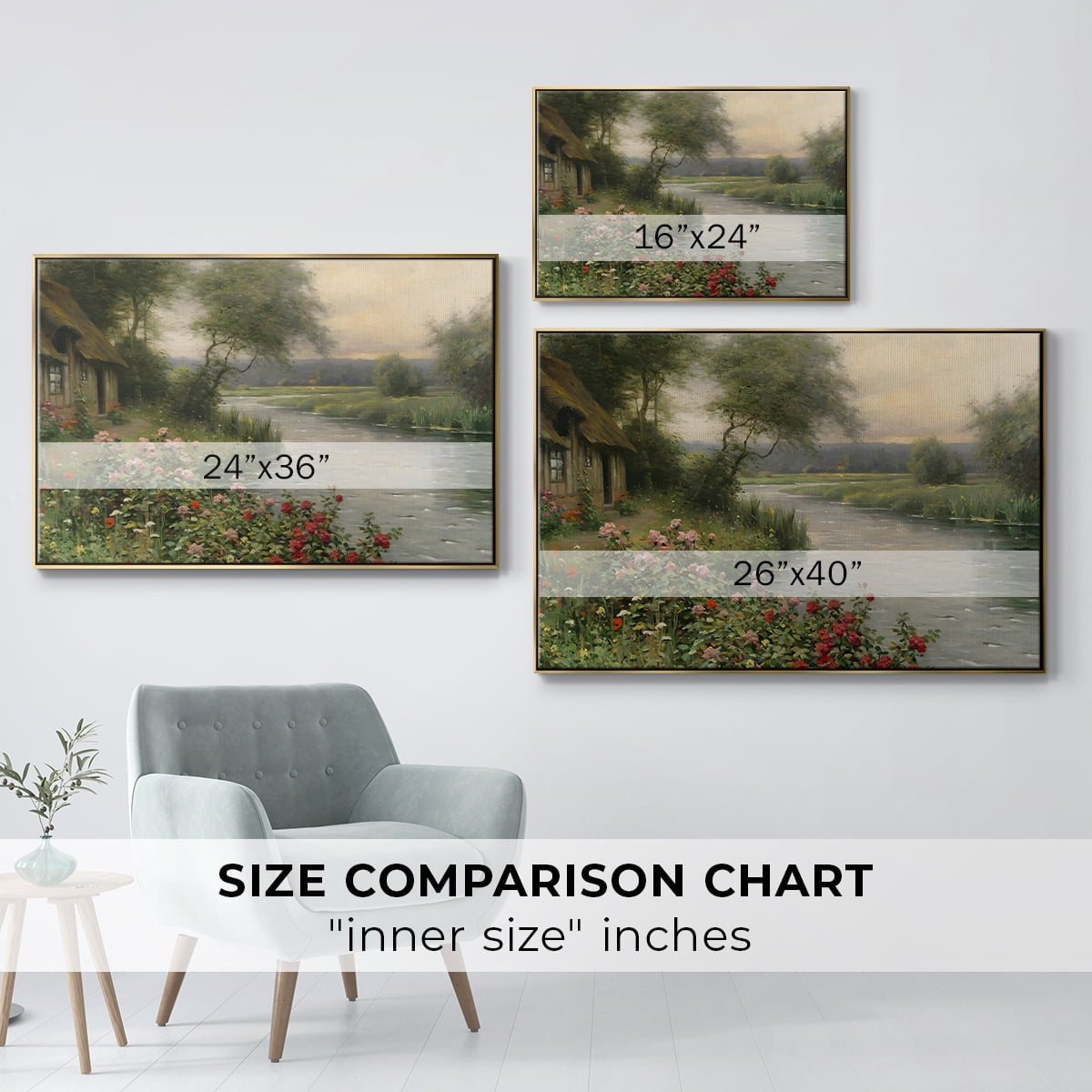 Vintage Landscape-CCLVI By Wexford Home Framed in Gold Wood Gallery Wrapped Canvas 17 in. x 25 in.