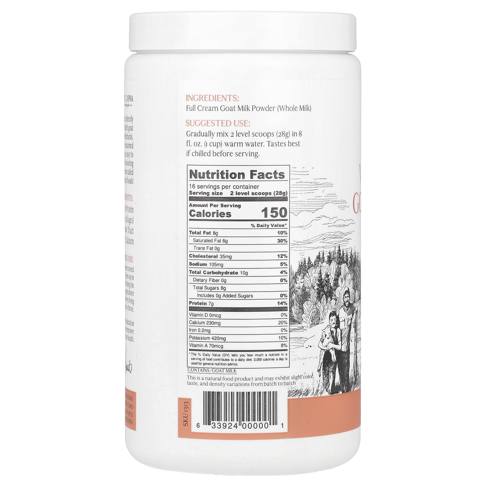 Mt. Capra, Whole Goat Milk Powder, 1 lb, Easy to Digest, Grass Fed