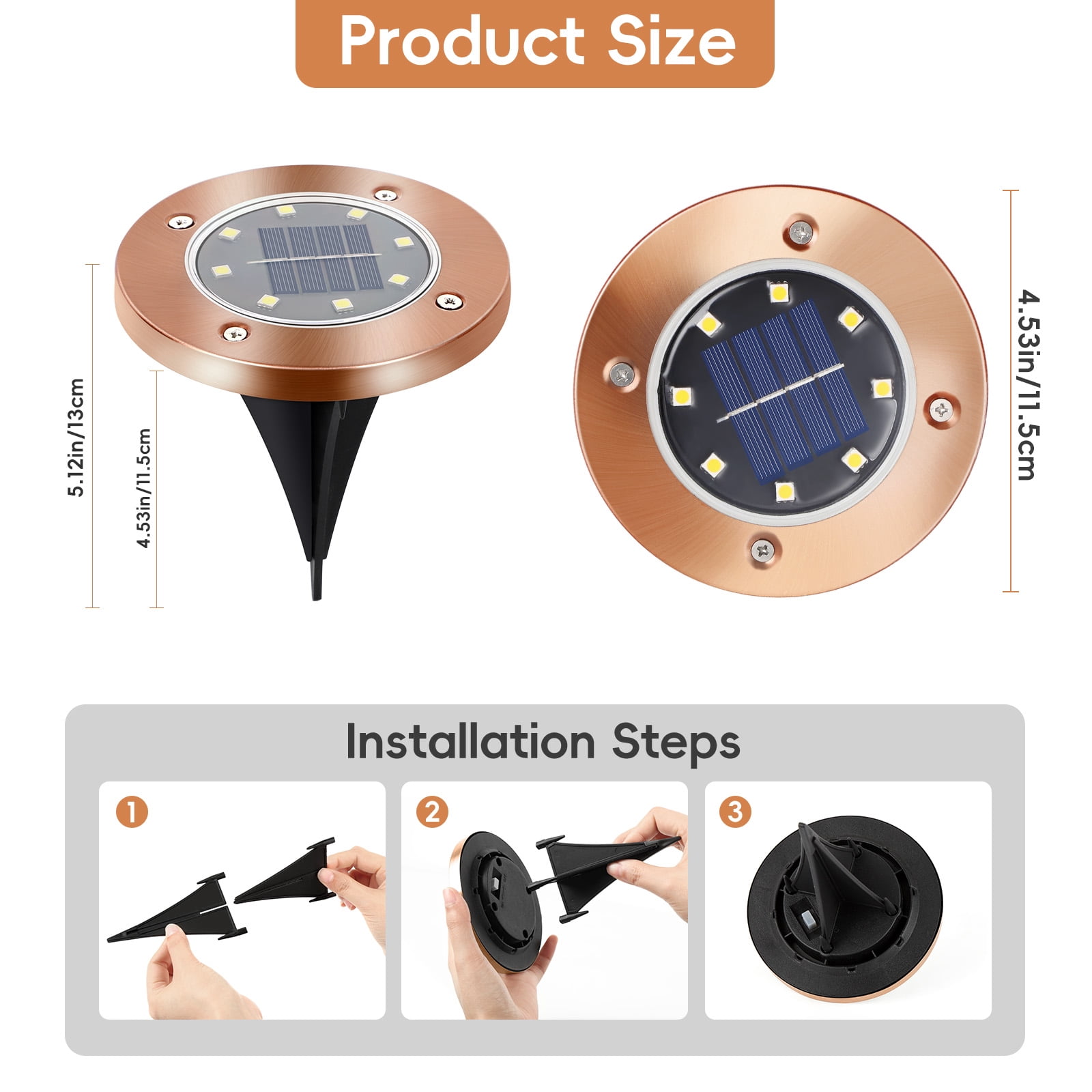 Solar Ground Lights, LEDs Outdoor Solar Disk Lights, Waterproof Mini Solar Powered Pathway Lights, Flat Landscape Lighting for Garden Walkway Driveway Patio Yard