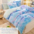 thumbnail image 5 of URBONUR 3Pcs Rainbow Comforter Set Queen Faux Fur Bedding Set for Girls Women Plush Shaggy Fuzzy Bed Sets (1 Fluffy Comforter + 2 Faux Fur Pillowcases), 5 of 9
