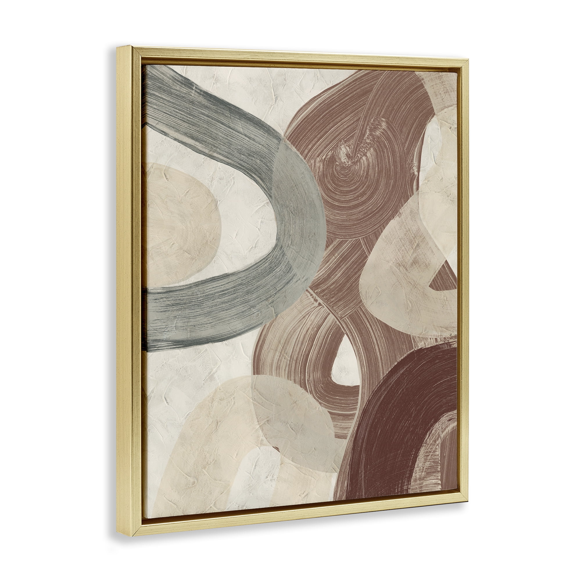 Stupell Industries Abstract Southwestern Neutrals Abstract Painting Gold Floater Framed Canvas Art Print Wall Art, 25 x 31