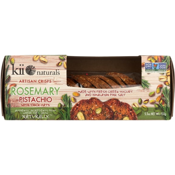 Pack of 12, Kii Naturals Rosemary Pistachio Artisan Crisps, 5.3 oz