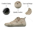 thumbnail image 2 of Mens Leather Casual Boots Lightweight High Boots Outdoor Comfort Walking Boots Slip Resistant Breathable Driving Shoes Beige 8.5 US, 2 of 7