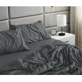 thumbnail image 4 of Ruvanti Queen Sheets Set - Luxurious Silky Soft Microfiber Bedding - Cozy & Comfy - 15 inch Deep Pocket (Fits up to 17") Hotel Bed Sheets - 4 Pcs - Dark Grey, 4 of 8