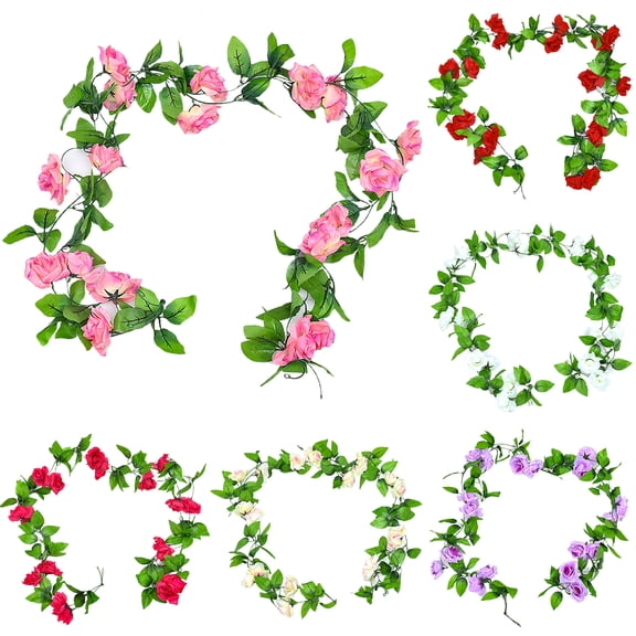 SPRING PARK Fake Rose Vine Flowers Plants Artificial Flower Hanging Rose Ivy Home Hotel Office Wedding Party Garden Arch Arrangement Craft Art Decor