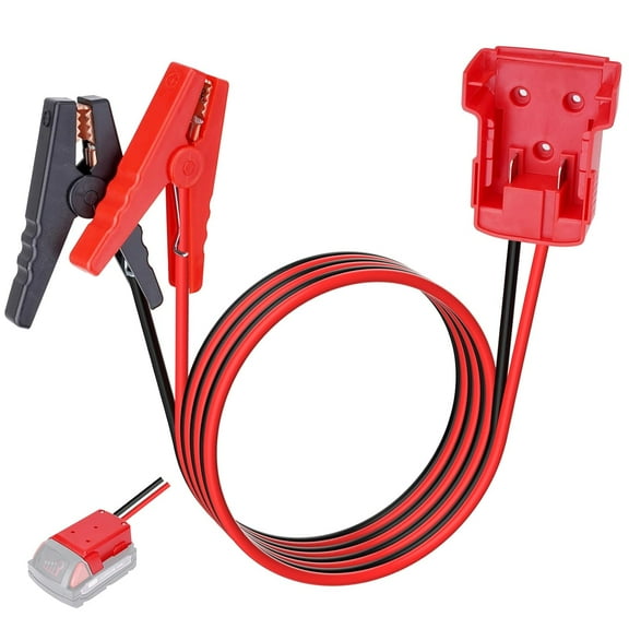 Jumper Cables with Alligator Clips Compatible for  Milwaukee M18 18V Battery, 6ft 12AWG Silicone Wire Jumper Starter Clamps, Automotive Booster Cable for Jump Starting Car Using Tool Battery