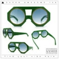 thumbnail image 2 of Circle Lens Victorian Octagon Flat Top Geometric Thick Plastic Sunglasses Green - Smoke, 2 of 8