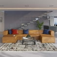 thumbnail image 2 of Sectional Sofa Set, Faux Vegan Leather, Tan, Modern Contemporary Urban Design, Living Lounge Room Hotel Lobby Hospitality, 2 of 10