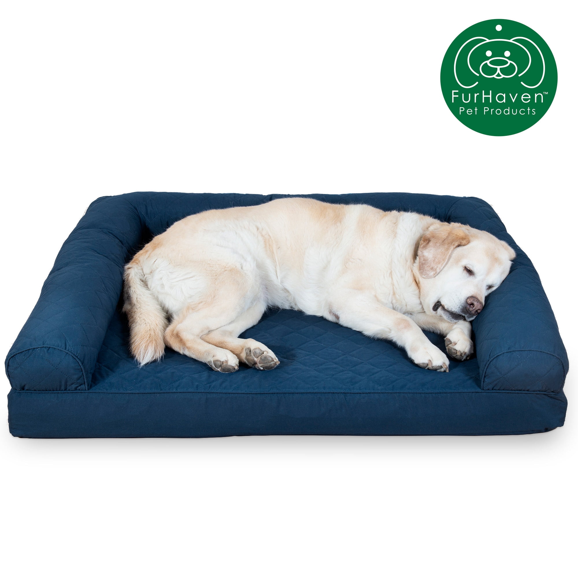 FurHaven Pet Products Quilted Cooling Gel Top Sofa Pet Bed for Dogs & Cats - Navy, Jumbo