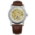 thumbnail image 1 of FORSINING Reloj de pulsera masculino mecánico automático con correa de cuero PU resistente al agua (blanco plateado), 1 of 3