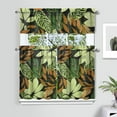 thumbnail image 2 of Kitchen Curtains 36 Inch Short - 3 Panel Set, Rod Pocket Window Curtain with Tropical Leaf Botanical Print, 100% Polyester for Farmhouse, Cafe, Kitchen, Bedroom, Easy Wash, 2 of 6