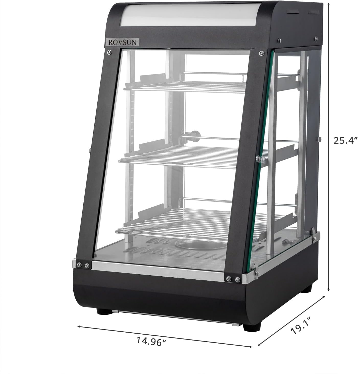 Ktaxon 15" Commercial Food Warmer Display Pizza Warmer, 3-Tier Electric Countertop Food Warmer w/LED Lighting Adjustable Removable Shelves Glass Door, Pastry Display Case for Buffet Restaurant, 1000W