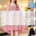 thumbnail image 4 of OJSFQUFP Girls' Spring Summer and Fall Dress: Square Neck Flared Sleeves Ruffled Hem Dress, 4 of 6