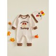 thumbnail image 6 of RUINIXCW Infant Boy Thanksgiving Outfit Waffle Knit Long Sleeve Romper and Hat Set, 6 of 7