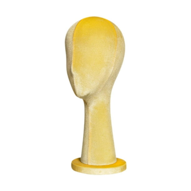 Soporte de exhibición de cabeza de maniquí, modelo de sombreros, peluca, soporte para auriculares, cabeza de maniquí de terciopelo portátil, estante d Amarillo