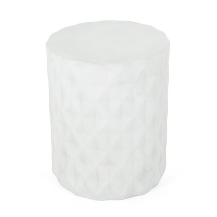 Aragon Lightweight Concrete Outdoor Side Table, Antique White