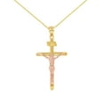 thumbnail image 1 of SOLID TWO TONE YELLOW GOLD AND ROSE GOLD INRI CROSS PENDANT NECKLACE ( 1.60") :  10K  Pendant with 20" chain, 1 of 1