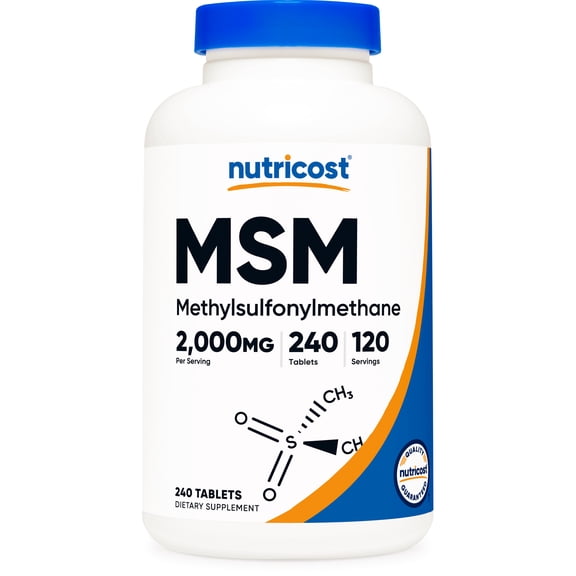Nutricost MSM Tablets (Methylsulfonylmethane) 2000mg, 120 Servings - Non-GMO Supplement