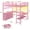 Pink, variant on Afuhokles Loft Bed Full Size with U-Shaped Desk, 6 Storage Drawers, Power Outlet, LED Metal Loft Bed with 2 Storage Shelves, White