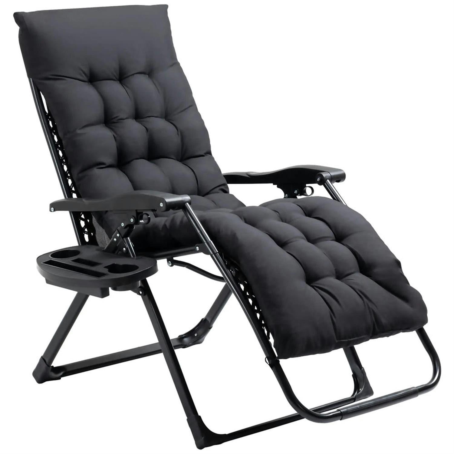 Demi Bonn Zero Gravity Recliner with Cup Holder, Durable Cushion Support, Comfortable Folding Chair for Relaxation, Perfect for Yard, Patio, Black