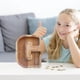 thumbnail image 3 of Lata de ahorros de madera con letras en inglés, lata de ahorros de vidrio transparente, alcancía, 3 of 6
