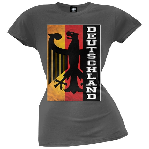 World Cup Germany Deutschland Eagle Silhouette Charcoal Juniors T-Shirt - X-Large