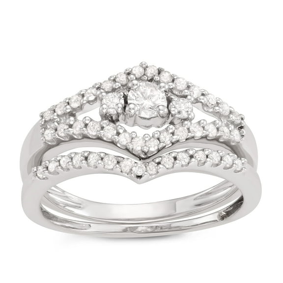 MyDiamondBox 1/2 Carat Total Weight (cttw) 10 K White Gold Diamond Bridal Ring for Women (Size: 5)