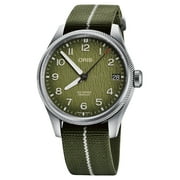 Limited Edition Oris ProPilot Okavango Air Rescue Automatic Green Dial Green Textile Interchangeable Brown Leather Strap Date Mens Watch 751 7761 4187-Set