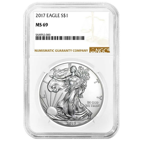 2017 $1 American Silver Eagle NGC MS69 Brown Label