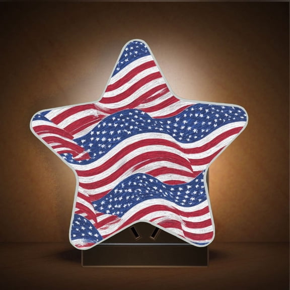 Star Night Light Auto On/Off Plug-in Wall Light with Light Sensor Warm White LED for Home Party Flags Wave Pattern