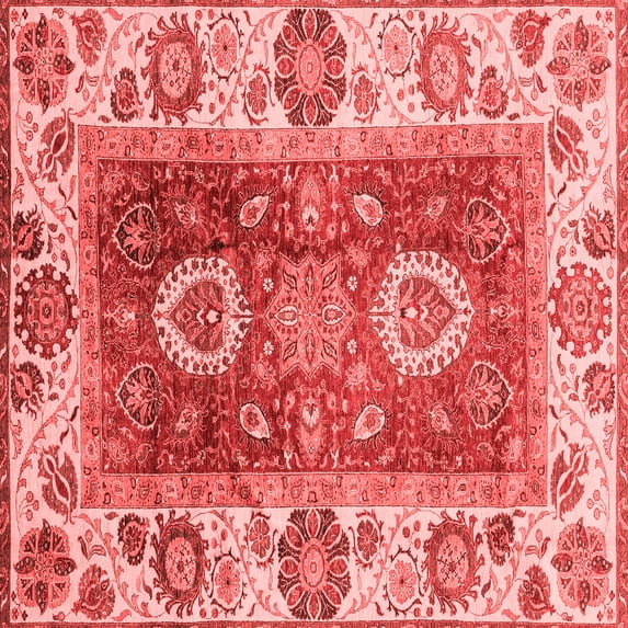Ahgly Company Indoor Square Abstract Red Modern Area Rugs, 5' Square