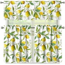 Lemon Print Kitchen Curtain and Valances Set 3 Piece Washable Blackout Curtain Valances for Living Room/Bedroom Decor Medium Window Curtains Panels Farmhouse Style